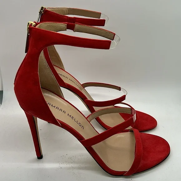 Tamara Mellon Sexy Red Suede Stiletto Heels Sandals Shoes **Size 41/US 11**🔥🔥 - Picture 3 of 9